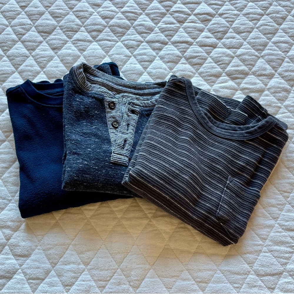 Boys XS Heavyweight Pocket Trio - Navy, Heather Henley & Gray Striped